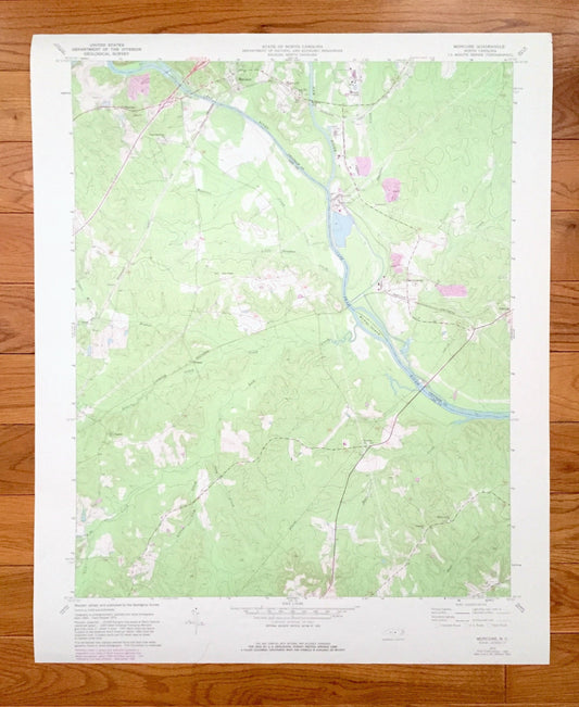 Antique Moncure, North Carolina 1970 US Geological Survey Topographic Map – Lee, Chatham County, Cape Fear, Haw River, Blacknel, Haywood NC