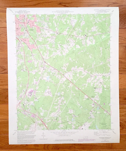 Antique Durham, North Carolina 1973 US Geological Survey Topographic Map – Wake County, Joyland, Hayes, Oak Grove, Brassfield, Bethesda, NC