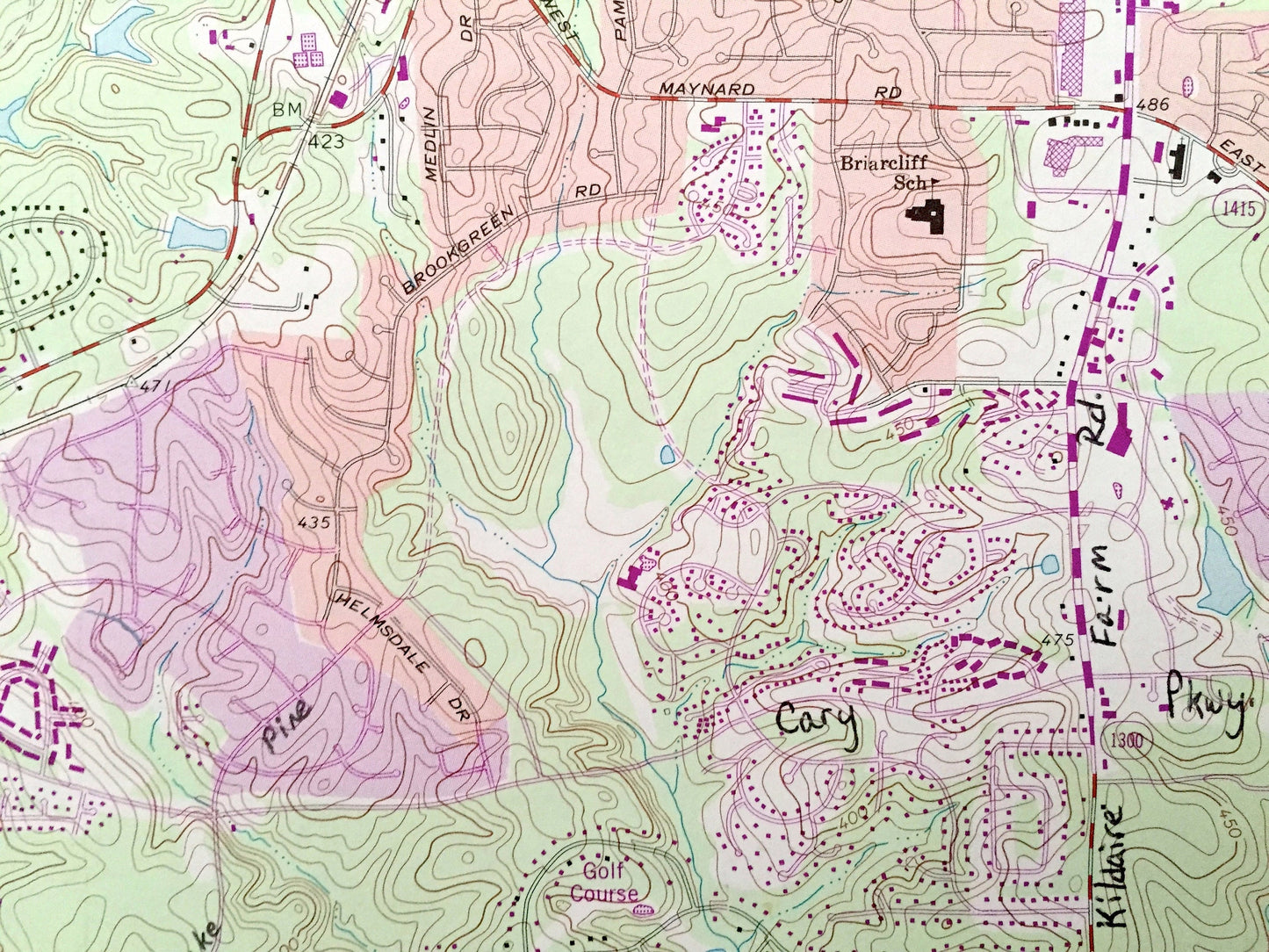 Antique Cary, North Carolina 1973 US Geological Survey Topographic Map – Durham, Wake County, William B Umstead State Park, Morrisville, NC