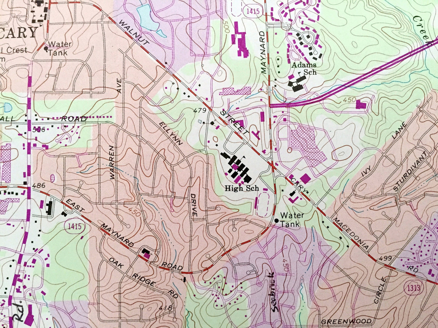 Antique Cary, North Carolina 1973 US Geological Survey Topographic Map – Durham, Wake County, William B Umstead State Park, Morrisville, NC