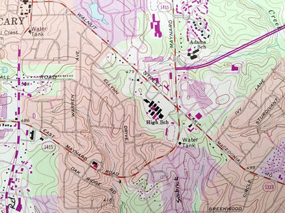 Antique Cary, North Carolina 1973 US Geological Survey Topographic Map – Durham, Wake County, William B Umstead State Park, Morrisville, NC