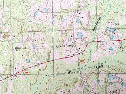 Antique Green Level, North Carolina 1993 US Geological Survey Topographic Map – Durham, Wake, Chatham County, B Everrett Jordan Lake, NC