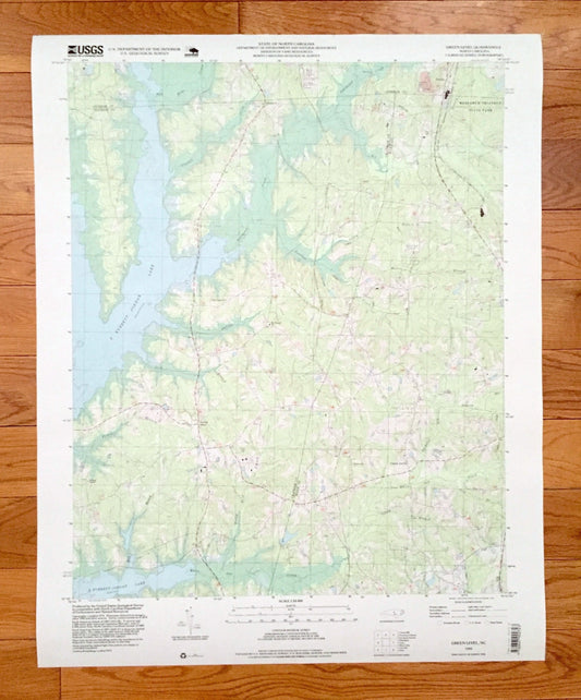 Antique Green Level, North Carolina 1993 US Geological Survey Topographic Map – Durham, Wake, Chatham County, B Everrett Jordan Lake, NC