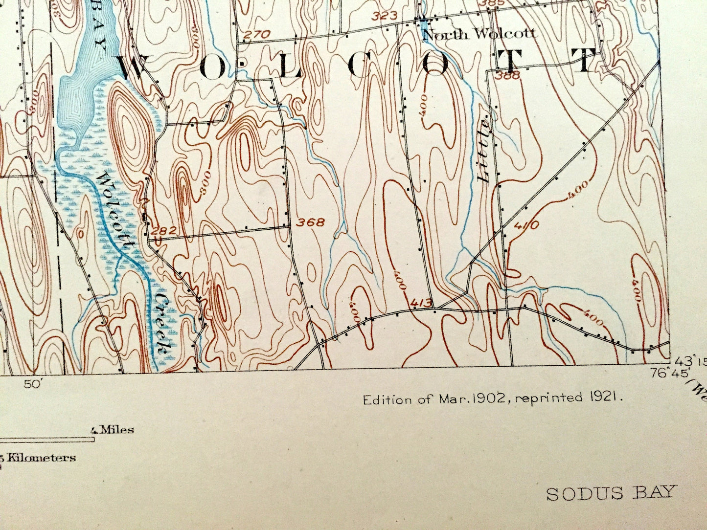 Antique Sodus Bay, New York 1902 US Geological Survey Topographic Map – Huron, Wolcott, Arran Island, Lake Ontario, Wayne County, NY