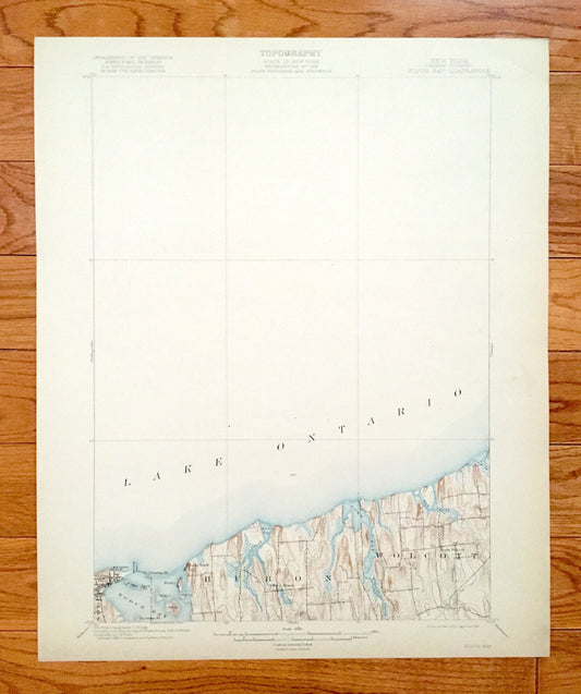 Antique Sodus Bay, New York 1902 US Geological Survey Topographic Map – Huron, Wolcott, Arran Island, Lake Ontario, Wayne County, NY