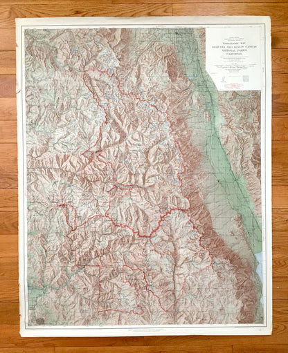 Antique Sequoia & Kings Canyon National Park, California 1958 US Geological Survey Topographic Map – Owens, Kaweah, Sierra, Mount Whitney CA