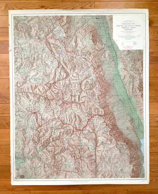 Antique Sequoia & Kings Canyon National Park, California 1958 US Geological Survey Topographic Map – Owens, Kaweah, Sierra, Mount Whitney CA
