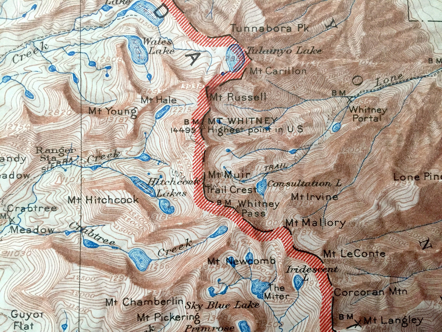 Antique Sequoia & Kings Canyon National Park, California 1958 US Geological Survey Topographic Map – Owens, Kaweah, Sierra, Mount Whitney CA