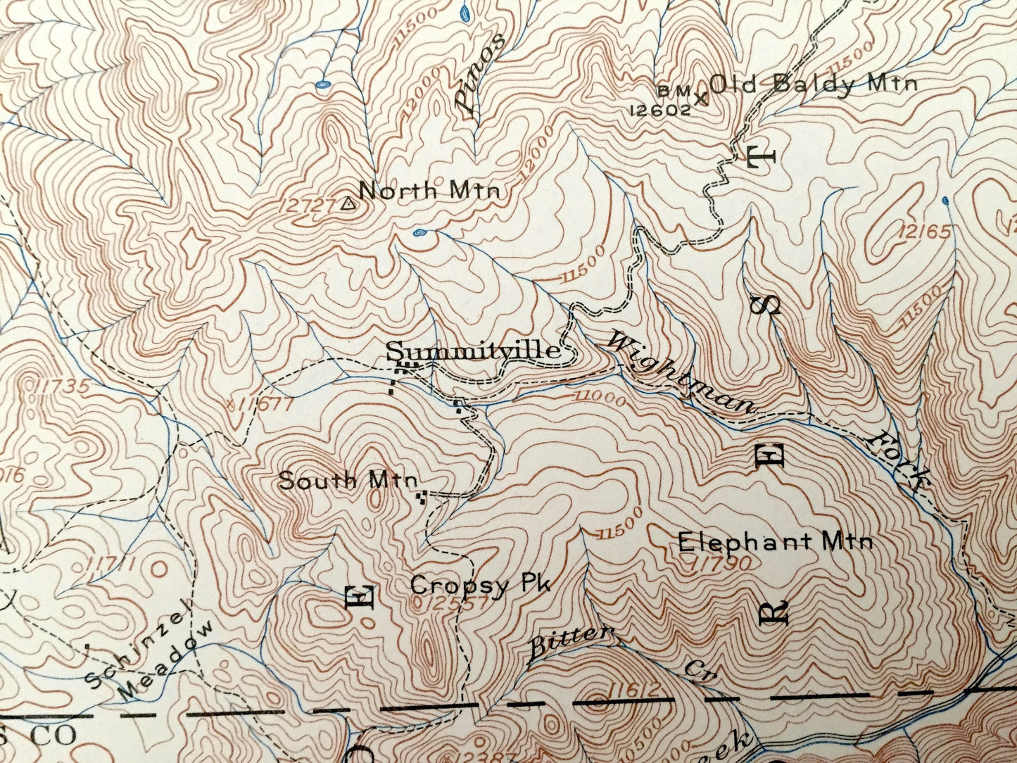 Antique Summitville, Colorado 1913 US Geological Survey Topographic Map – Rio Grande Mineral Archuleta Conejos County San Juan Mountains CO