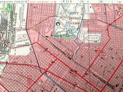 Antique New Orleans, Louisiana 1950 US Geological Survey Topographic Map – Jefferson Parish, Metairie, French Quarter, Treme Ward Audubon LA