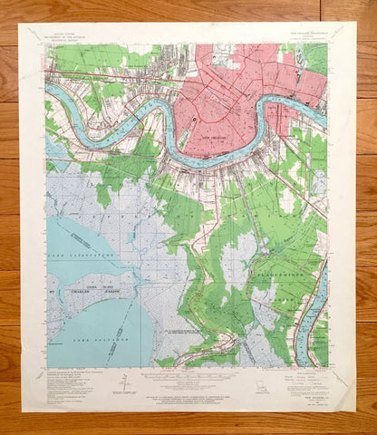 Antique New Orleans, Louisiana 1950 US Geological Survey Topographic Map – Jefferson Parish, Metairie, French Quarter, Treme Ward Audubon LA