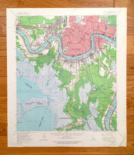 Antique New Orleans, Louisiana 1950 US Geological Survey Topographic Map – Jefferson Parish, Metairie, French Quarter, Treme Ward Audubon LA
