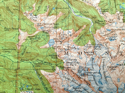 Antique Mt Rainier National Park, Washington 1924 US Geological Survey Topographic Map – Pierce County, Cascade Range, Gifford Pinchot Mount