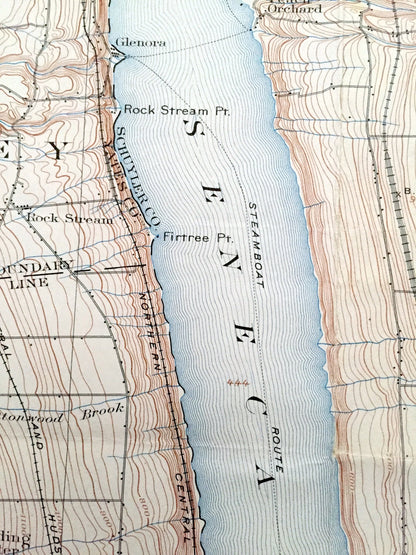 Antique Watkins Glen, New York 1898 US Geological Survey Topographic Map – Schuyler County, Montour, Catlin, Hornby, Hector, Reading NY
