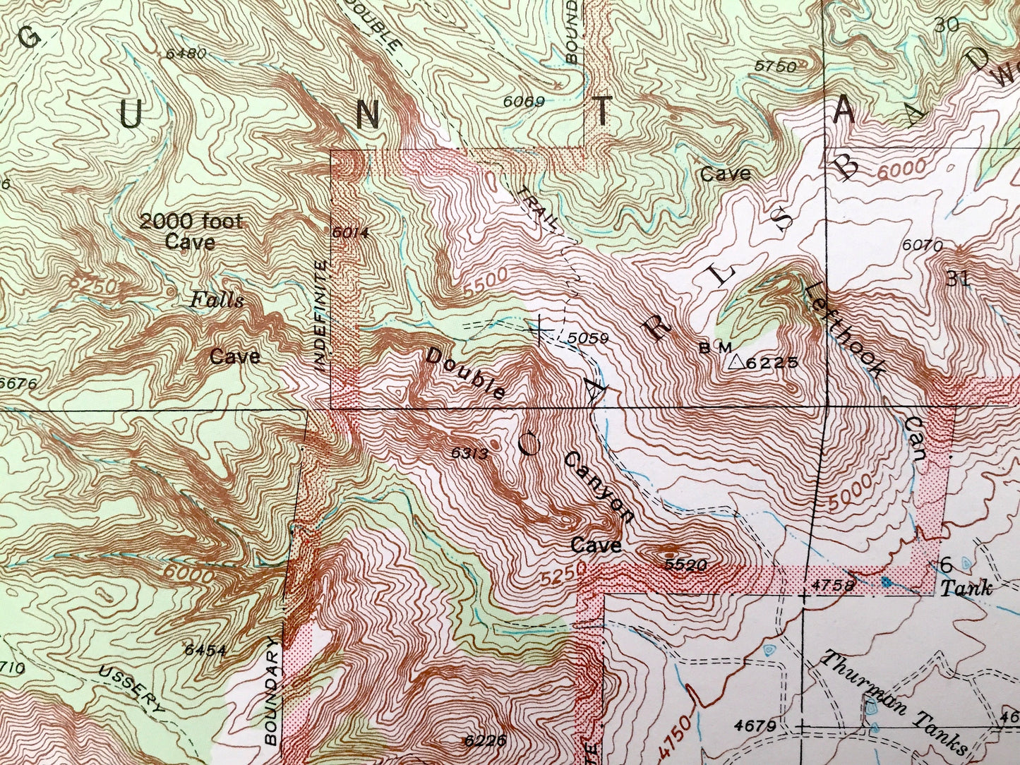 Antique Carlsbad Caverns, New Mexico 1940 US Geological Survey Topographic Map – National Park, Eddy County, Sitting Bull, Guadalupe, NM