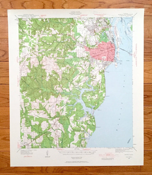 Antique Mobile, Alabama 1940 US Geological Survey Topographic Map – Baldwin County, Prichard, Chickasaw, Crichton, Dog River, Irvington, AL