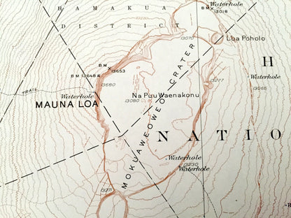 Antique Mauna Loa, Hawaii 1928 US Geological Survey Topographic Map – North Kona, Hamakua, Kau, National Forest, Kau Forest Reserve, HI