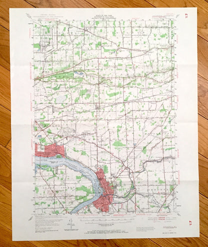 Antique Tonawanda, New York 1948 US Geological Survey Topographic Map – Amherst, Grand Island, Wheatfield, Pendleton, Lewiston, Cambria, NY