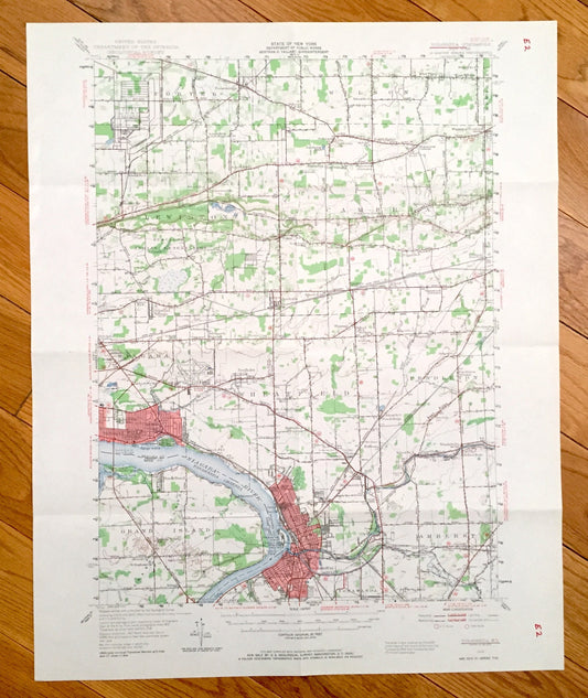 Antique Tonawanda, New York 1948 US Geological Survey Topographic Map – Amherst, Grand Island, Wheatfield, Pendleton, Lewiston, Cambria, NY