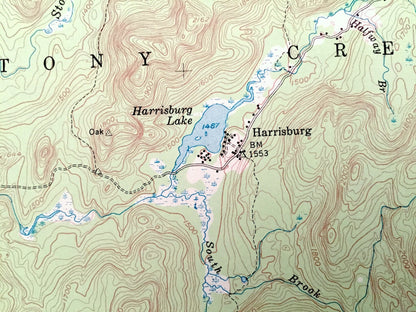 Antique Harrisburg, New York 1954 US Geological Survey Topographic Map – Adirondacks, Sacandaga, Edinburg, Day Hope Falls Saratoga Warren NY