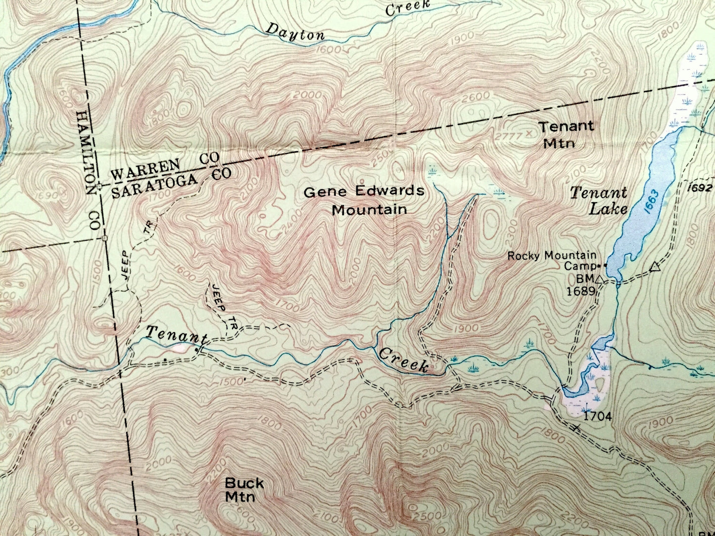 Antique Harrisburg, New York 1954 US Geological Survey Topographic Map – Adirondacks, Sacandaga, Edinburg, Day Hope Falls Saratoga Warren NY