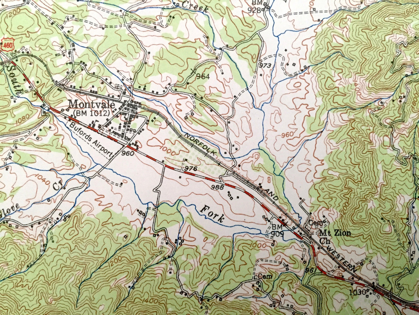 Antique Peaks of Otter, Virginia 1950 US Geological Survey Topographic Map – Bedford, Chamblissburg, Montvale, Lithia, Thaxton, Irving, VA