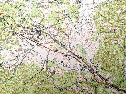 Antique Peaks of Otter, Virginia 1950 US Geological Survey Topographic Map – Bedford, Chamblissburg, Montvale, Lithia, Thaxton, Irving, VA