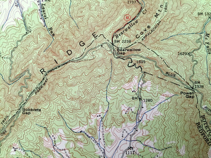Antique Peaks of Otter, Virginia 1950 US Geological Survey Topographic Map – Bedford, Chamblissburg, Montvale, Lithia, Thaxton, Irving, VA
