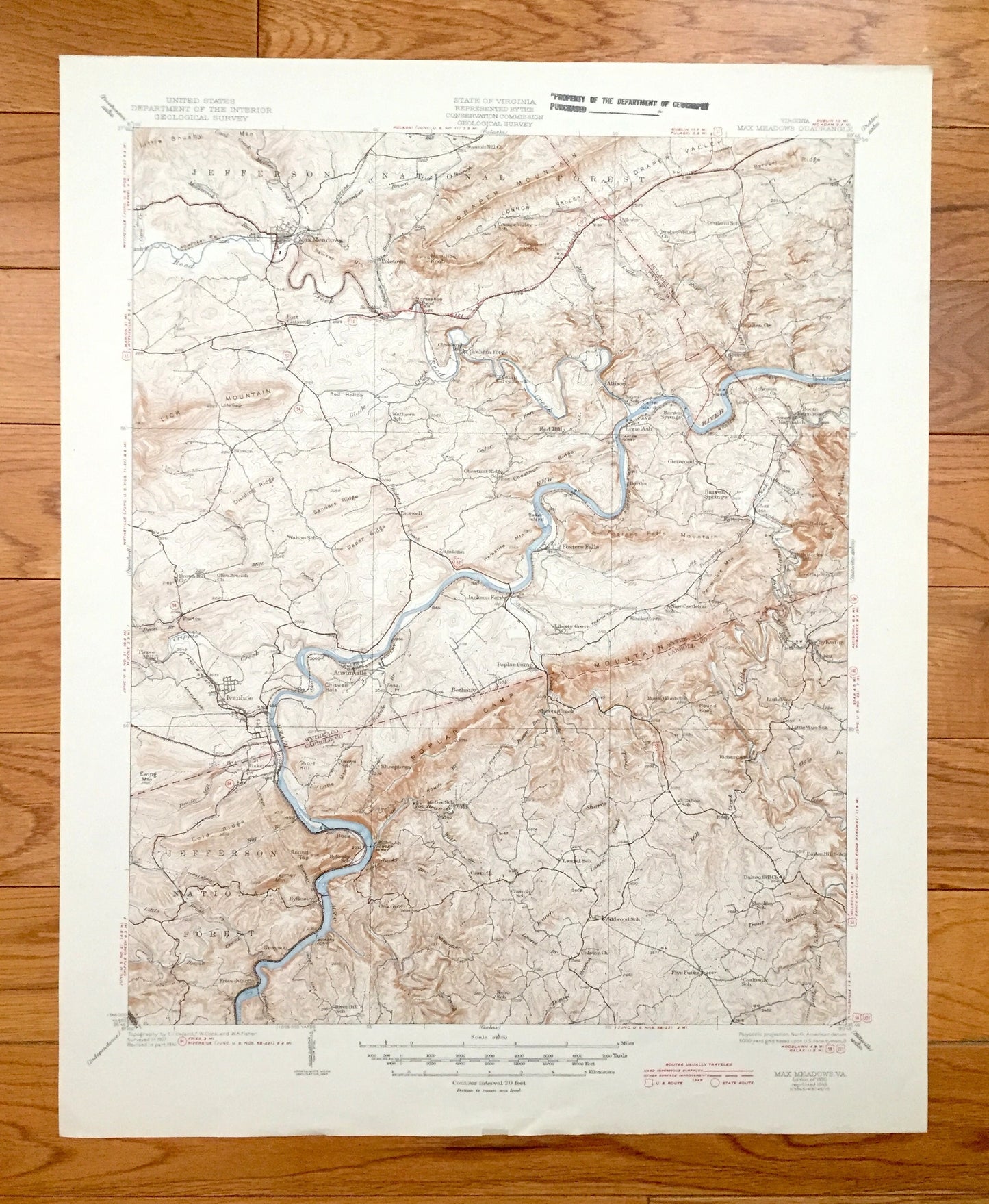 Antique Max Meadows, Virginia 1930 US Geological Survey Topographic Map – Fosters Falls, Ivanhoe, Bethany, Oak Grove, Sheeptown, Byllesby VA