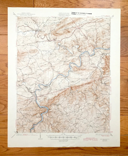 Antique Max Meadows, Virginia 1930 US Geological Survey Topographic Map – Fosters Falls, Ivanhoe, Bethany, Oak Grove, Sheeptown, Byllesby VA