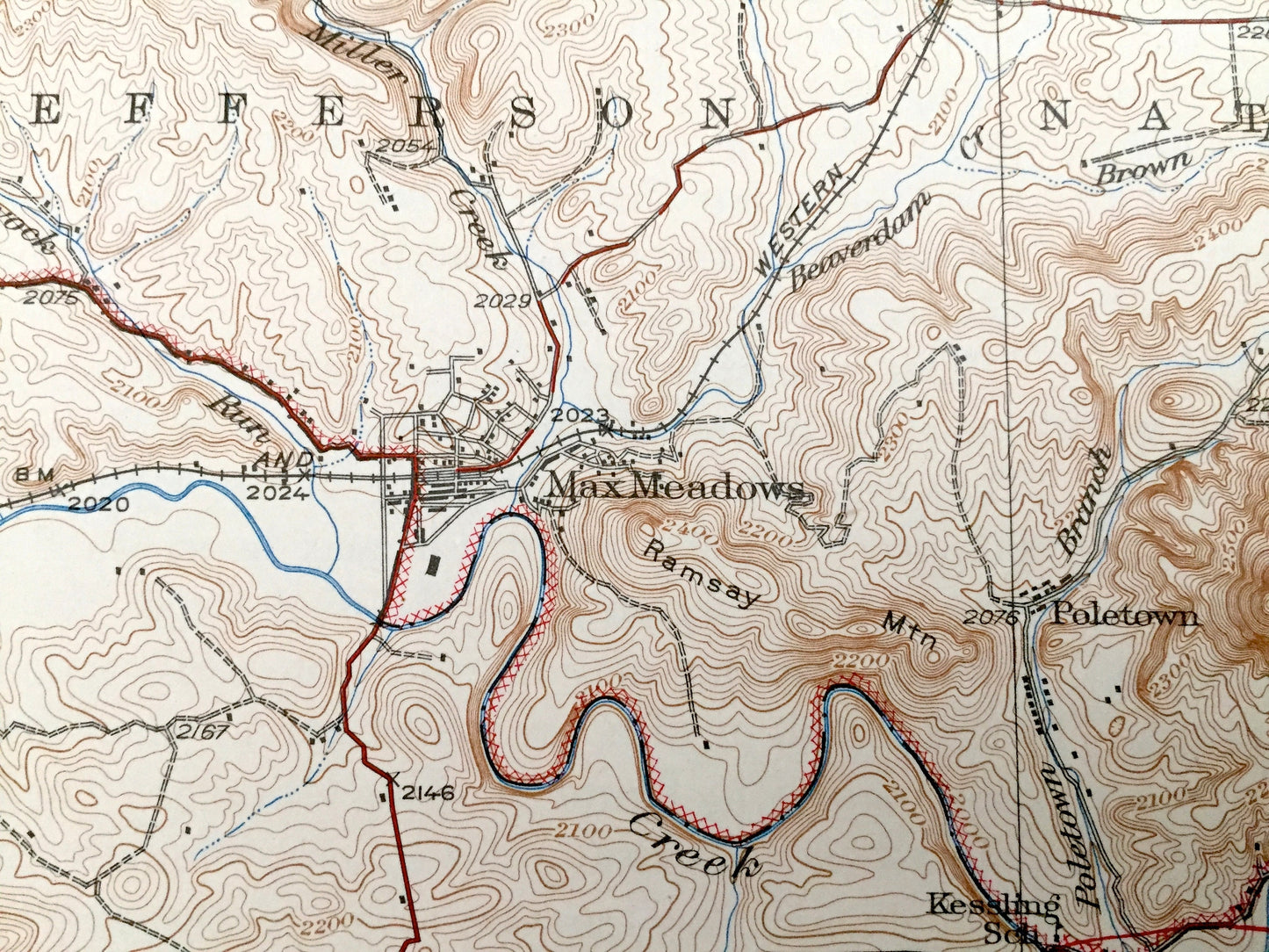 Antique Max Meadows, Virginia 1930 US Geological Survey Topographic Map – Fosters Falls, Ivanhoe, Bethany, Oak Grove, Sheeptown, Byllesby VA