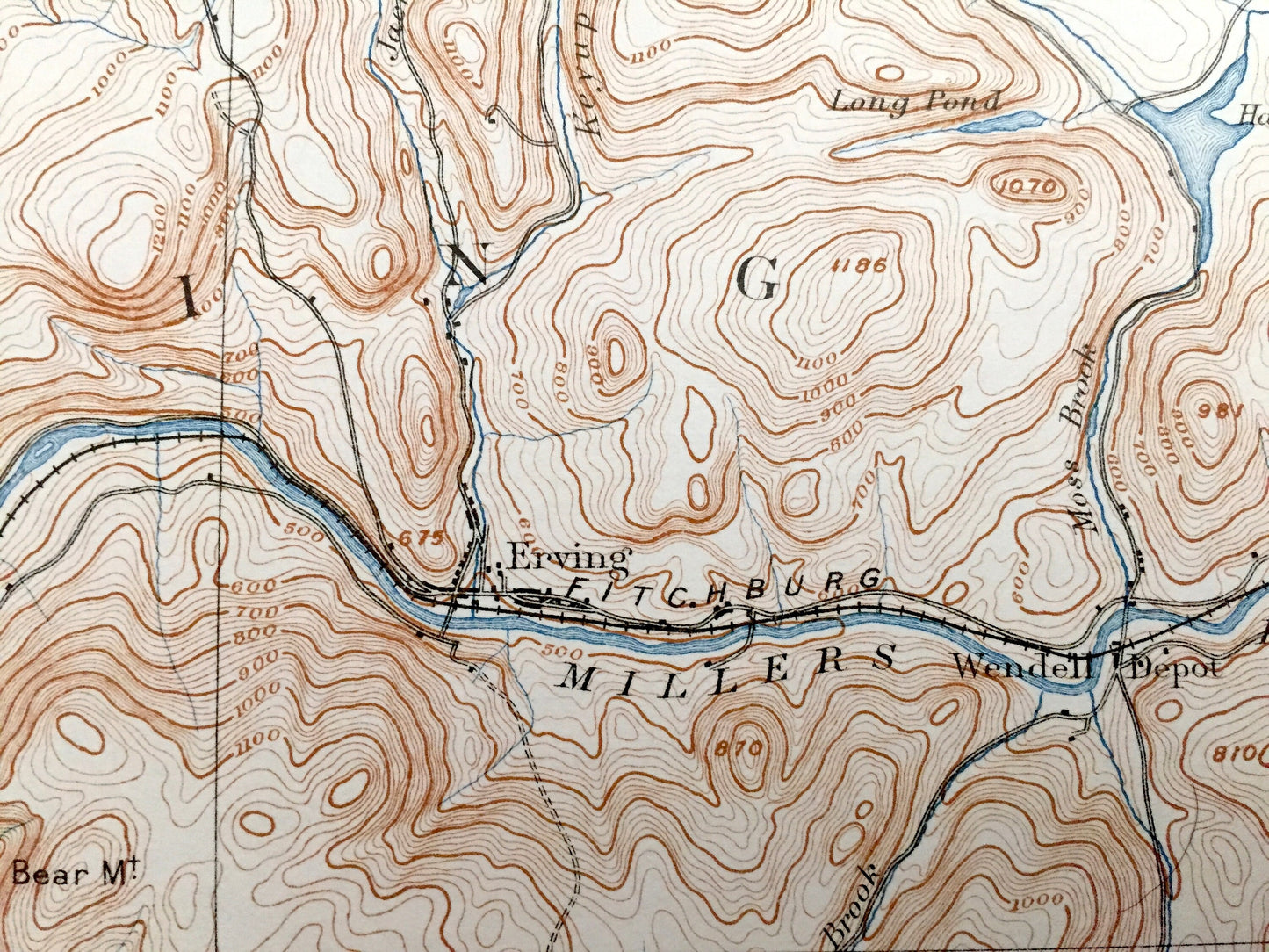 Antique Warwick, Massachusetts 1935 US Geological Survey Topographic Map – Northfield, Erving, Orange, Wendell Winchester Franklin County MA