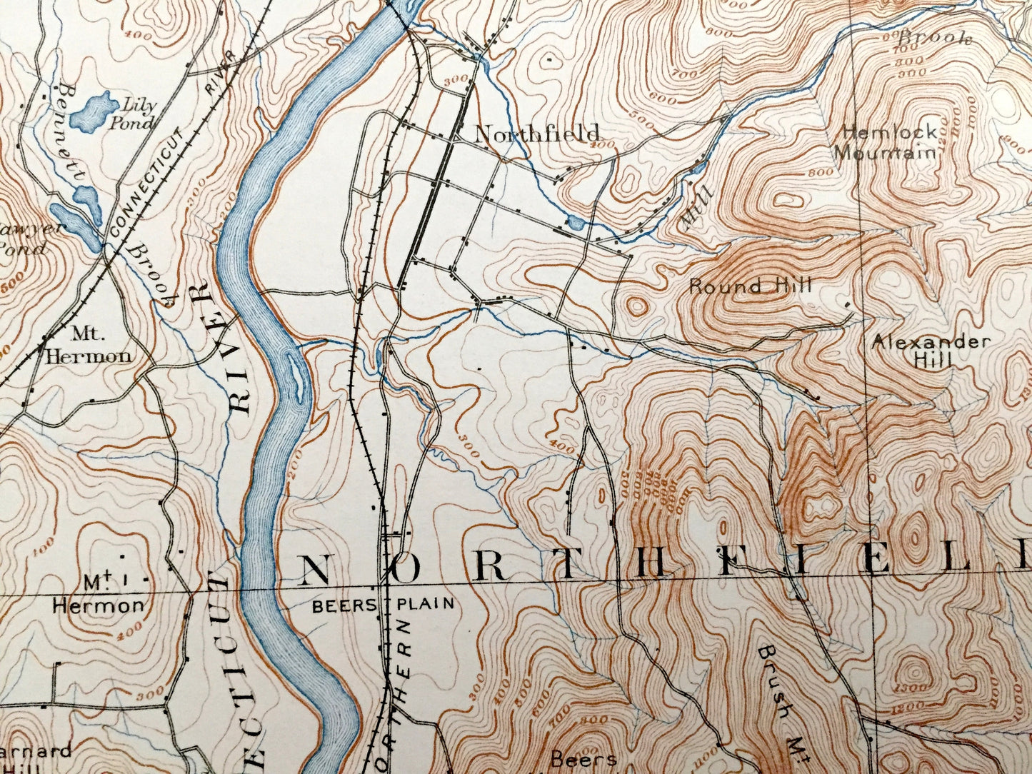 Antique Warwick, Massachusetts 1935 US Geological Survey Topographic Map – Northfield, Erving, Orange, Wendell Winchester Franklin County MA