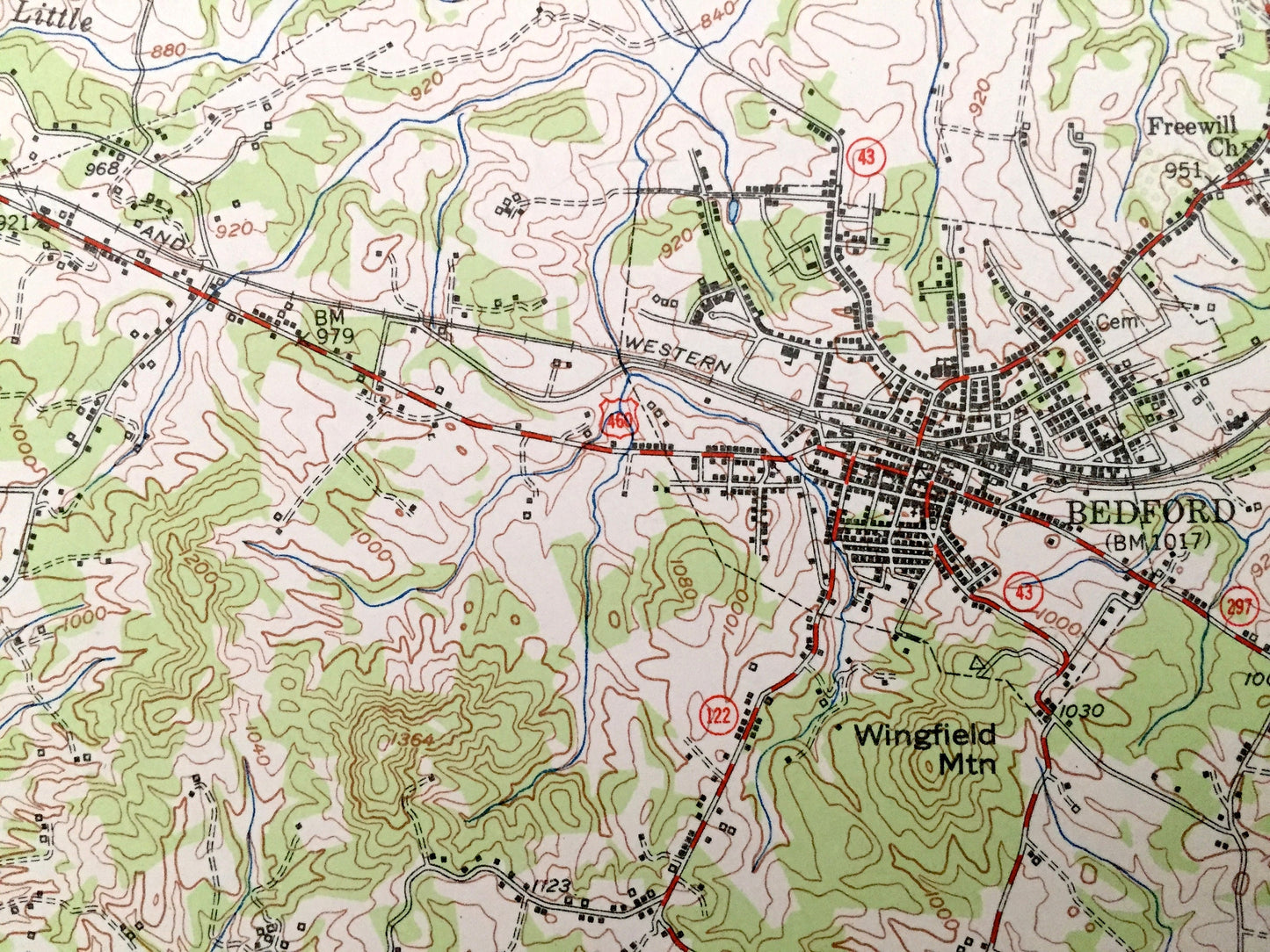 Antique Peaks of Otter, Virginia 1950 US Geological Survey Topographic Map – Bedford, Chamblissburg, Montvale, Lithia, Thaxton, Irving, VA