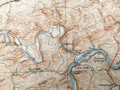 Antique Max Meadows, Virginia 1930 US Geological Survey Topographic Map – Fosters Falls, Ivanhoe, Bethany, Oak Grove, Sheeptown, Byllesby VA