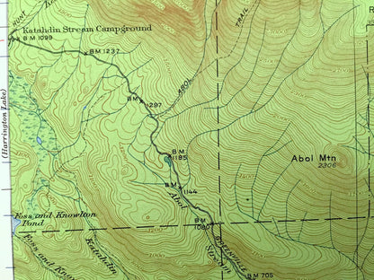 Antique Mount Katahdin, Maine 1949 US Geological Survey Topographic Map – Baxter State Park, Millinocket Lake, Piscataquis, Penobscot, Mt ME