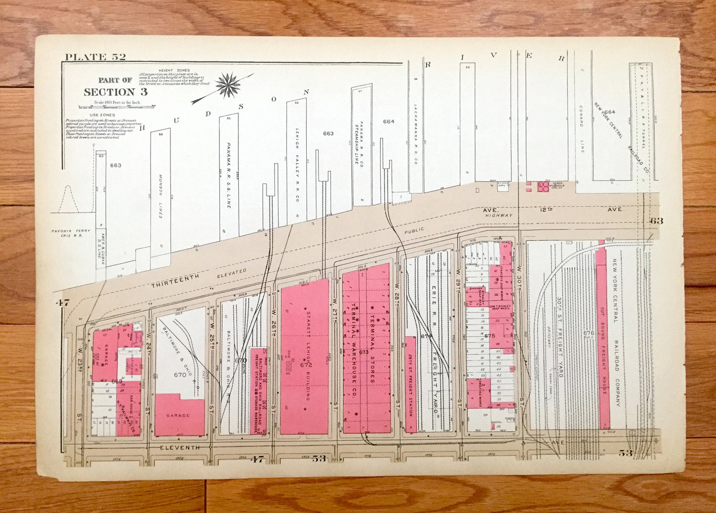 Antique Manhattan, New York Map from Bromley's 1934 Manhattan Land Book – Chelsea, Gramercy Park, Peter Cooper Village, Kips Bay Bellevue NY