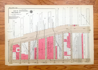 Antique Manhattan, New York Map from Bromley's 1934 Manhattan Land Book – Chelsea, Gramercy Park, Peter Cooper Village, Kips Bay Bellevue NY