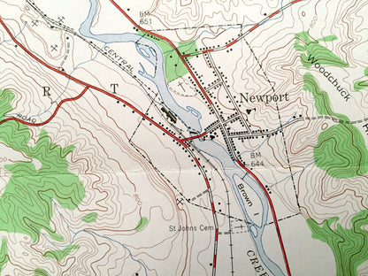 Antique Newport, New York 1943 US Geological Survey Topographic Map – Herkimer County, Deerfield, Schuyler, Poland, Cold Brook, Norway NY