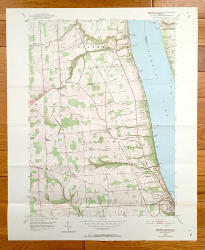 Antique Reading Center, New York 1950 US Geological Survey Topographic Map – Schuyler County, Dix, Orange, Tyrone, Barrington Seneca Lake NY