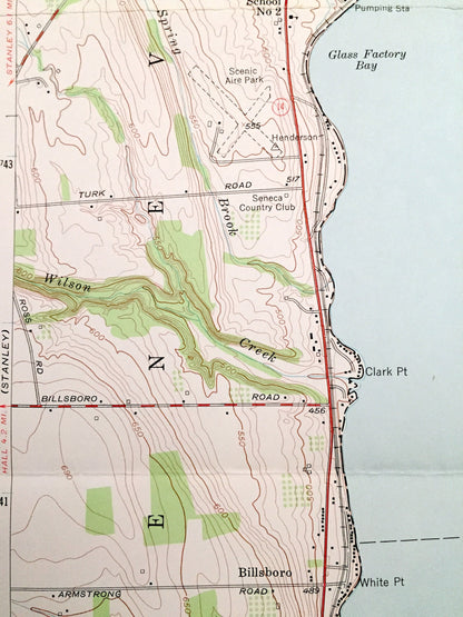 Antique Geneva South, New York 1953 US Geological Survey Topographic Map – Ontario County, Benton, Romulus, Varick, Fayette Waterloo Yale NY