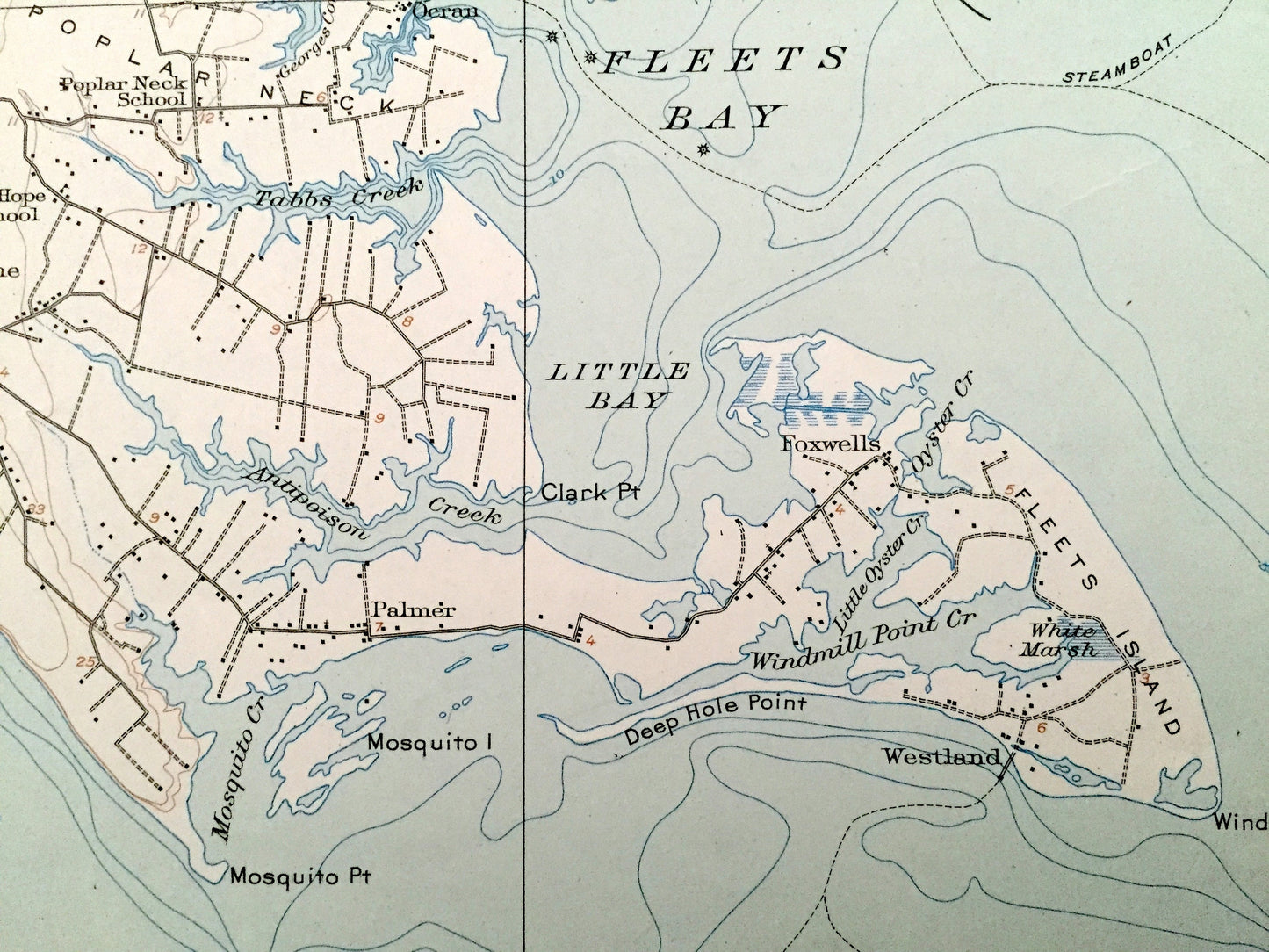 Antique Kilmarnock, Virginia 1916 US Geological Survey Topographic Map – Irvington, Whitestone, Deltaville, Rappahannock, Chesapeake Bay, VA
