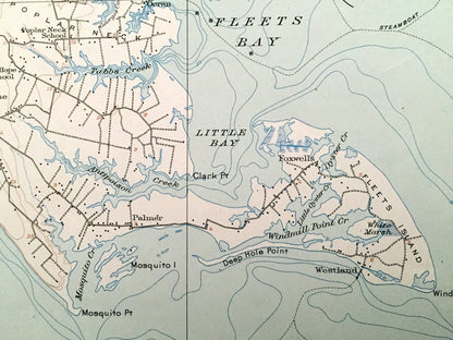 Antique Kilmarnock, Virginia 1916 US Geological Survey Topographic Map – Irvington, Whitestone, Deltaville, Rappahannock, Chesapeake Bay, VA