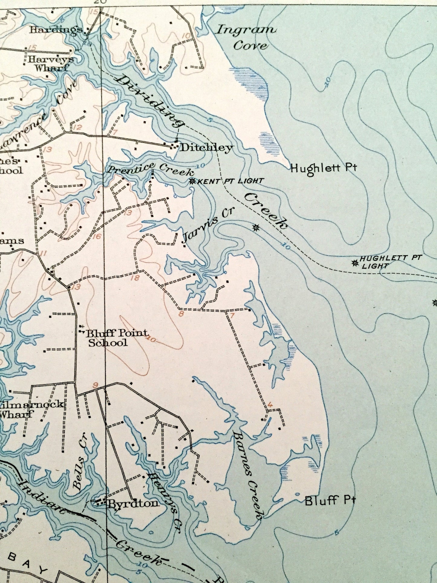 Antique Kilmarnock, Virginia 1916 US Geological Survey Topographic Map – Irvington, Whitestone, Deltaville, Rappahannock, Chesapeake Bay, VA