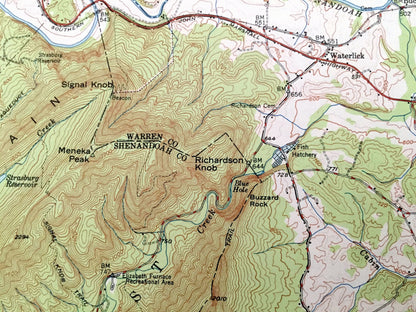 Antique Strasburg, Virginia 1947 US Geological Survey Topographic Map – Bentonville, Toms Brook, Fort Valley Shenandoah George Washington VA