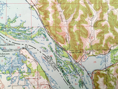 Antique Alma, Wisconsin 1950 US Geological Survey Topographic Map – Buffalo Wabasha County Kellogg Minnesota WI Mississippi River Modena MN