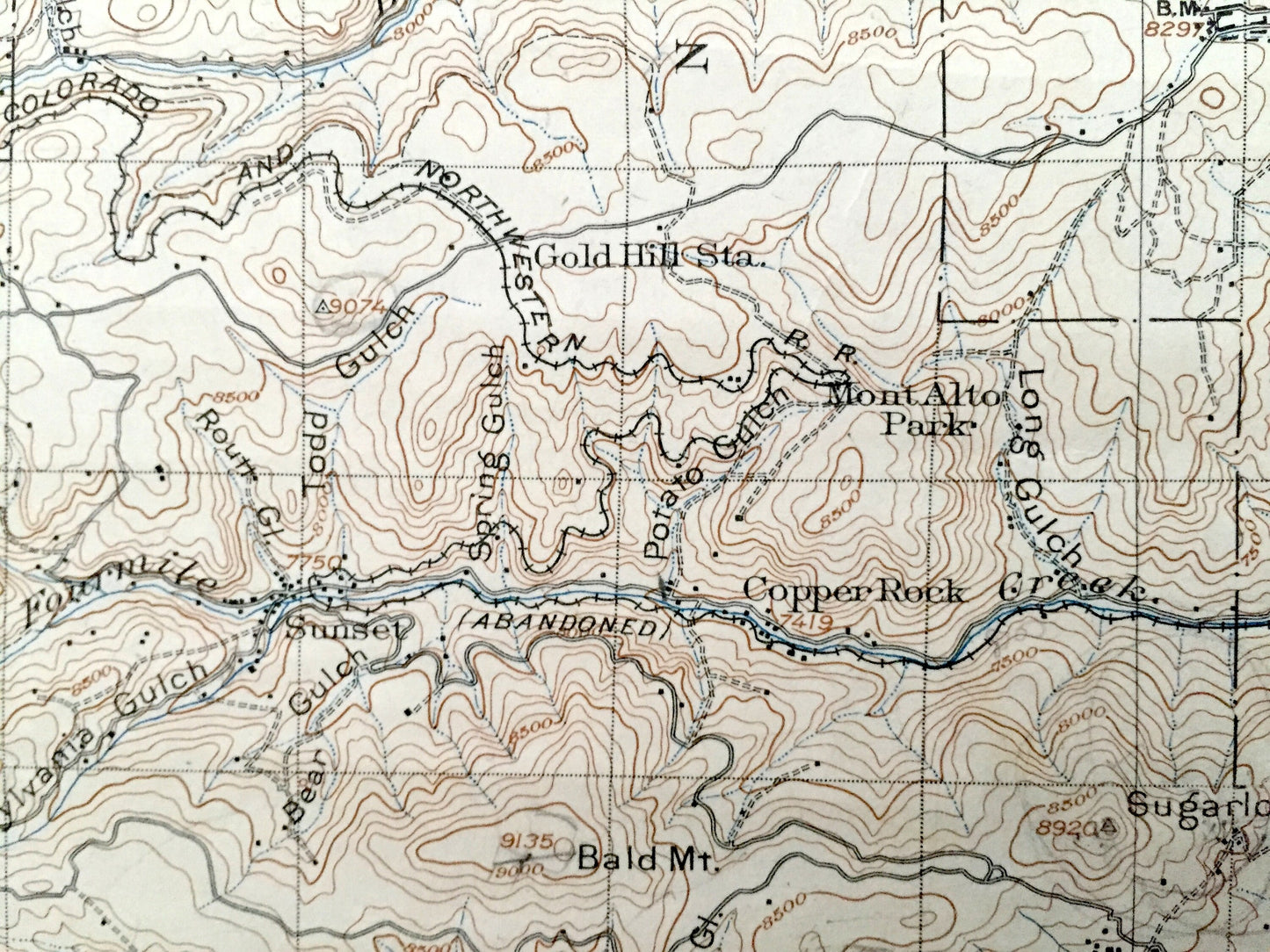 Antique Boulder, Colorado 1904 US Geological Survey Topographic Map – Rocky Mountains, Lyons, Salina, Gold Hill, Sugarloaf, Jamestown, CO