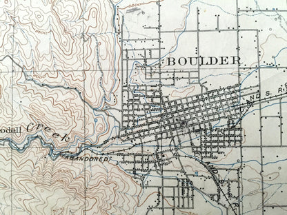 Antique Boulder, Colorado 1904 US Geological Survey Topographic Map – Rocky Mountains, Lyons, Salina, Gold Hill, Sugarloaf, Jamestown, CO