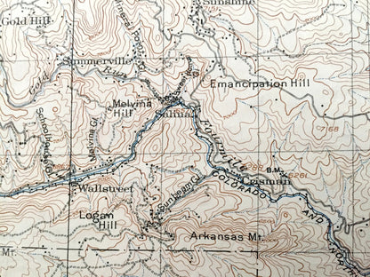 Antique Boulder, Colorado 1904 US Geological Survey Topographic Map – Rocky Mountains, Lyons, Salina, Gold Hill, Sugarloaf, Jamestown, CO
