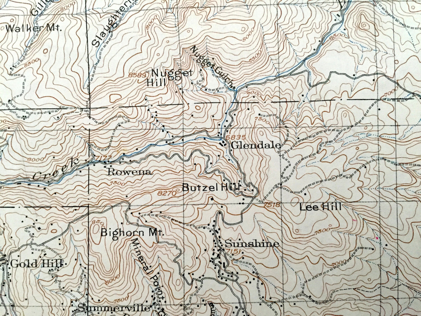 Antique Boulder, Colorado 1904 US Geological Survey Topographic Map – Rocky Mountains, Lyons, Salina, Gold Hill, Sugarloaf, Jamestown, CO